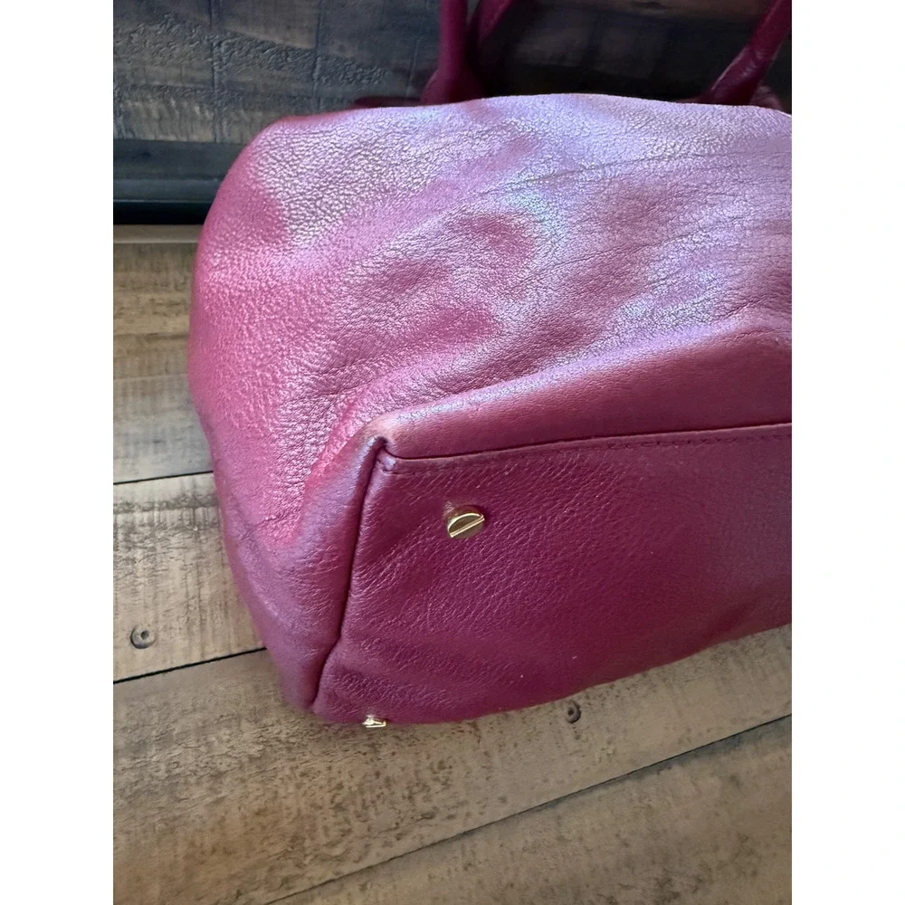 Tory Burch Tote Bag Women's Large Burgundy Leather Perforated Logo